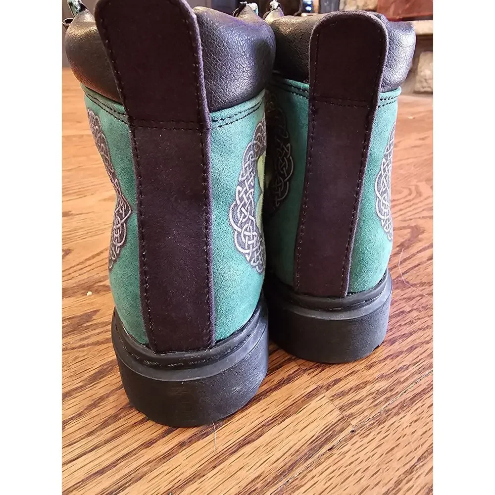 Avathred- Irish Celtic Shamrock Asboots Vegan Boots, All-Season Boots 6.5W or 5M